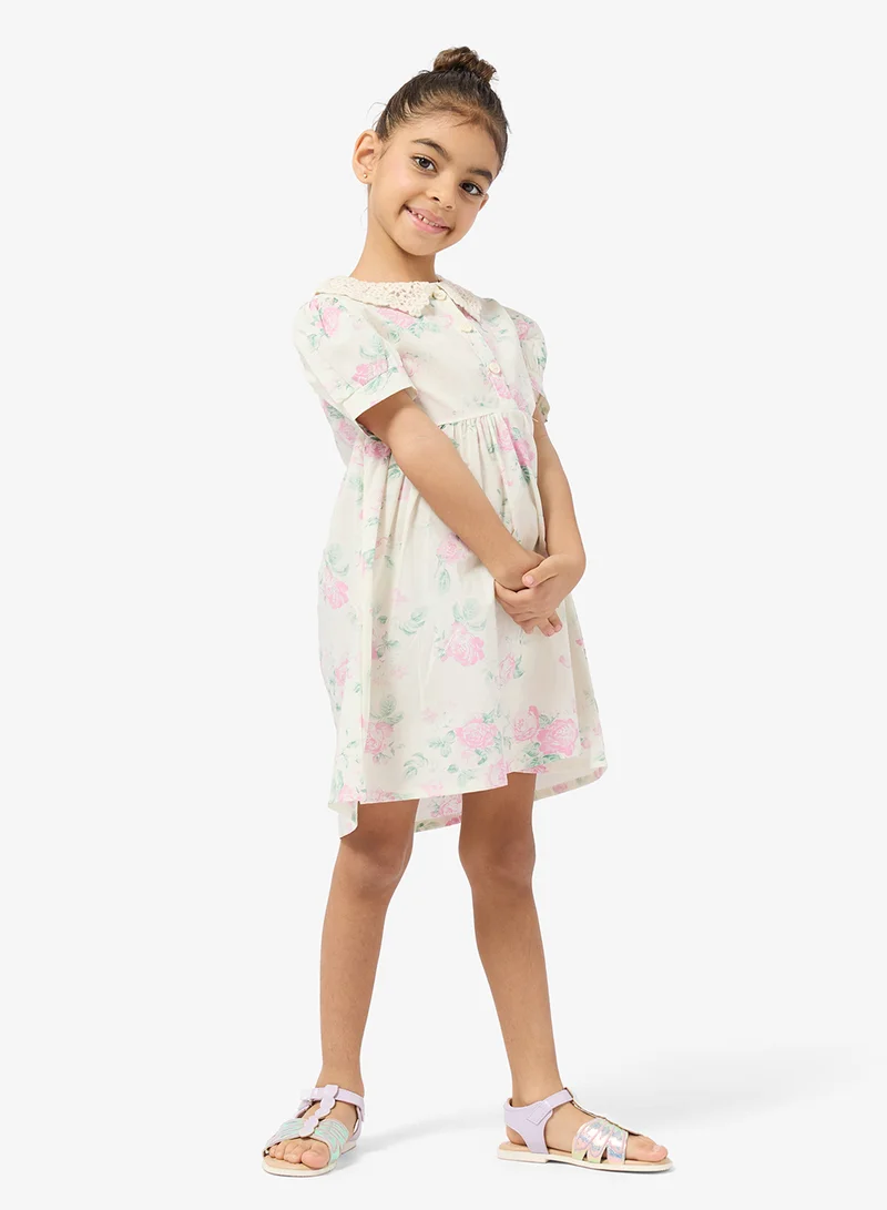 Pinata  Lace Collar Floral Print Dress for Women | Best Price UAE